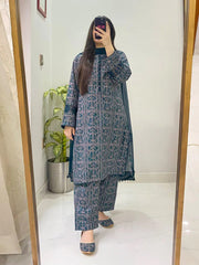 3 Piece - Lawn Printed Dress With Shalwar