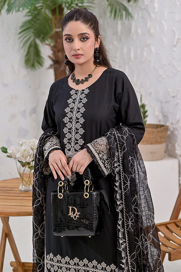 PREMIUM LAWN 3 PIECE UNSTITCHED EMBROIDERED MONOCHROME